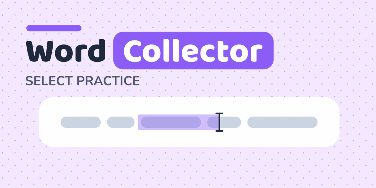 A line of text with one word highlighted in purple, with a text cursor